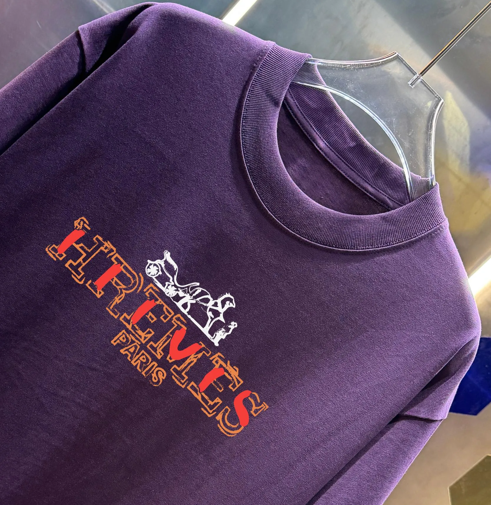 Herme* 2026 New Arrival logo 300g T Same Style Size：S M L XL XXL ：Black White Green Purple